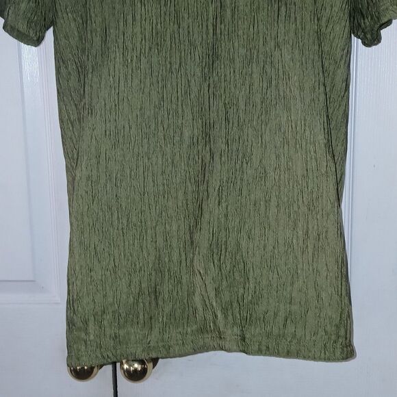 JL J.P.L.A. olive green crinkle blouse with attached tie  Sz NWOT - Picture 5 of 7